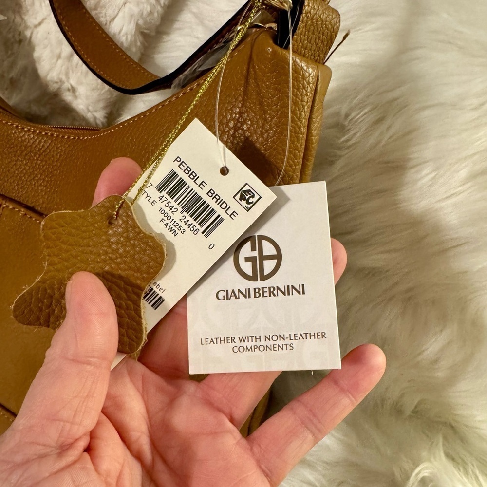 *Summer Clear Out!* Giani Bernini Tan Shoulder Bag with Pebbled Leather - Picture 3 of 8